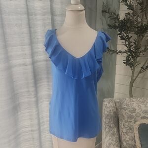 Lilly Pulitzer Blue Ruffled Sleeveless Top